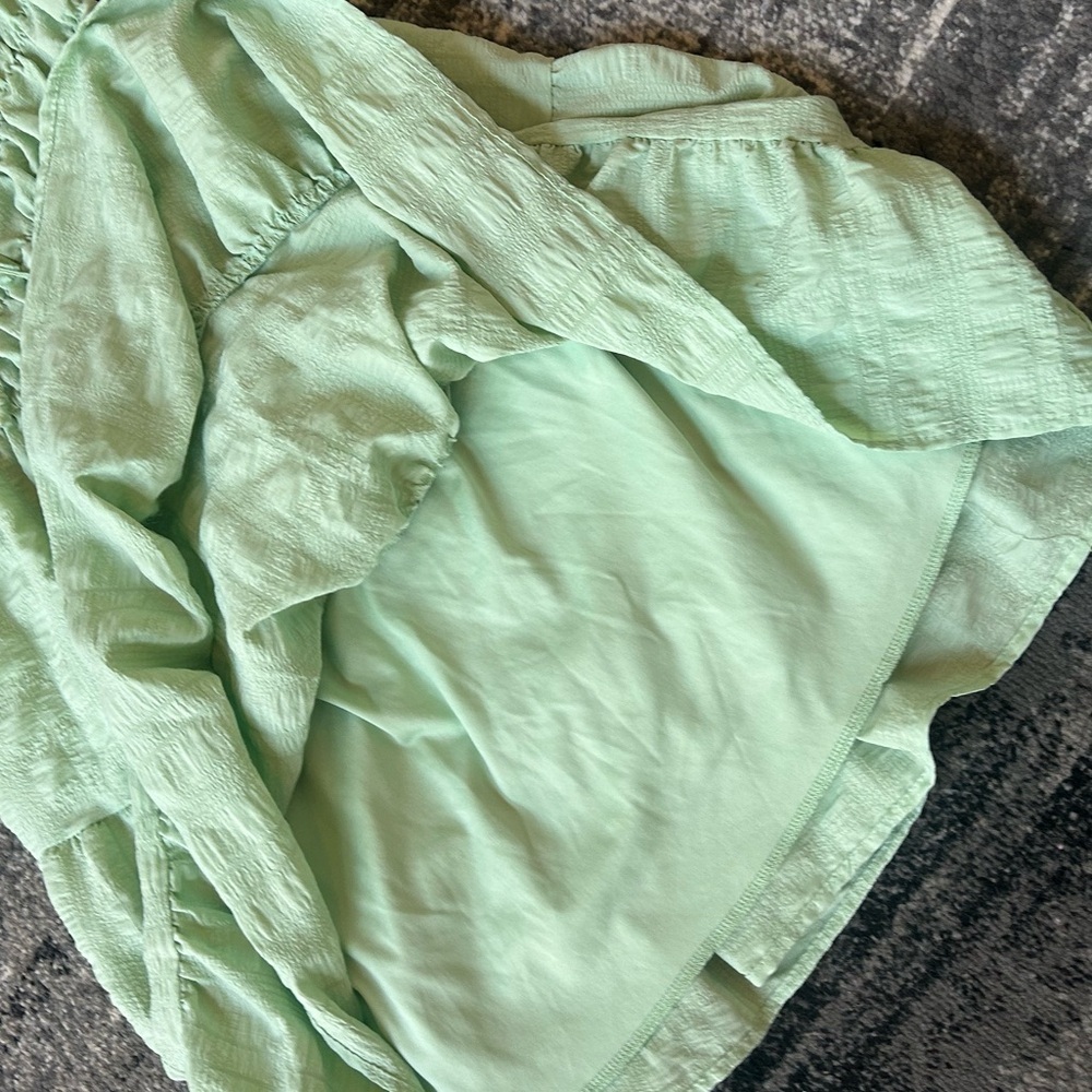 LIBERTY LOVE Pastel Green Tiered Smocked Dress With Puff Sleeves - Picture 7 of 9